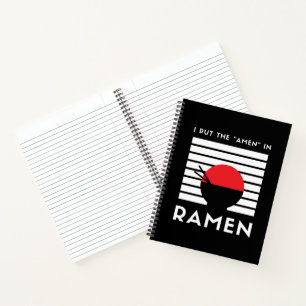 Ich habe das "Amen" in Ramen Schwarz-Weiß-Witzig Notizbuch