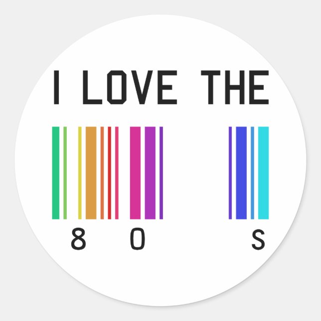 Ich habe das Design der 80er Jahre Liebe Runder Aufkleber (Vorderseite)