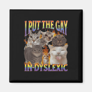 Ich habe das Gay in Dyslexie lustiges Katzen-Meme  Magnet
