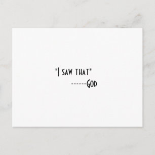 "Ich habe das gesehen"—Gott, Postkarte