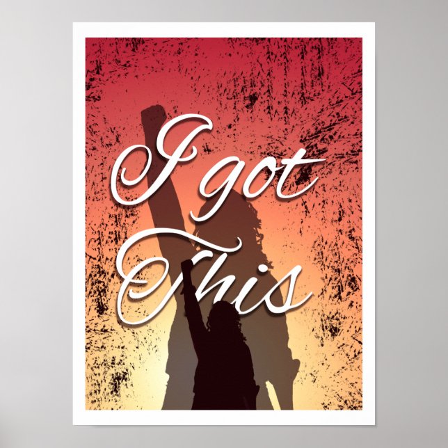 Ich habe das Got | Sunset Triumphe Women Silhouett Poster (Vorne)