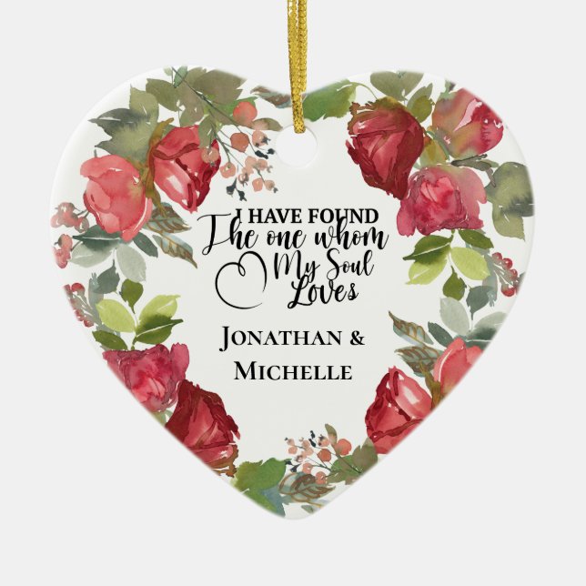 Ich habe das One my Soul Lieben Rote Rosen Herz ge Keramik Ornament (Vorne)