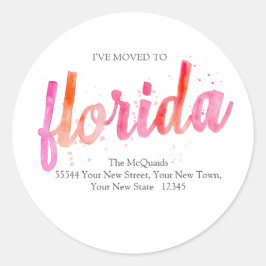 Ich habe den Aquarell Florida-Staat bewegt Runder Aufkleber