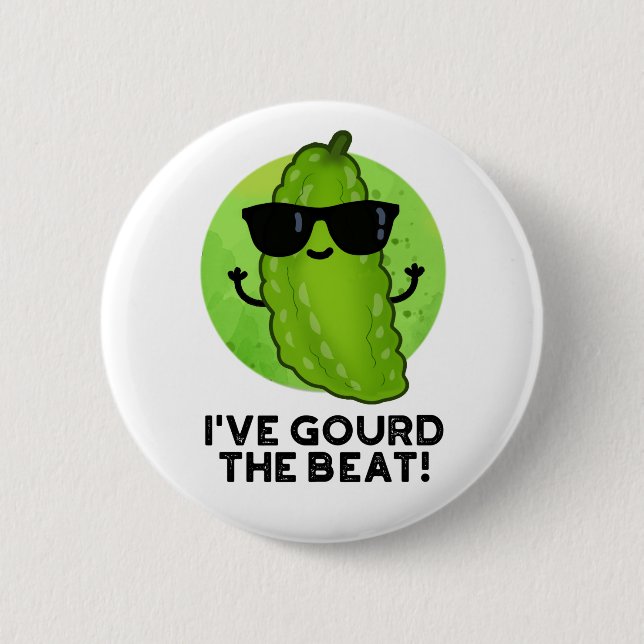 Ich habe den Beat Funny Green Veggie Pun gegossen Button (Vorderseite)