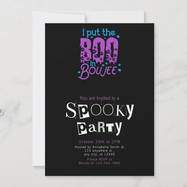 Ich habe den Boo ins Boujee-Halloween-Party gestel Einladung (Vorderseite)