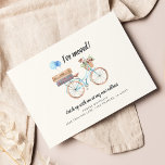 Ich habe den modernen Adresswechsel verändert Postkarte<br><div class="desc">Ich habe den modernen Adressenwechsel in der Postkarte geändert. Auf meinem Fahrrad unterwegs wechseln Sie die Adresskarte mit einem femininen Wasserrad mit Blume-Korb und Gepäck auf dem Rack. Ideal, um Freunde und Familie über Ihre neue Adresse und den Ort des Party lassen, an dem das Haus voraussichtlich aufwärmen wird. Fügen...</div>