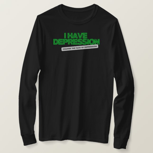 Ich habe Depression_ Nebel FB_ Lange Schläge T-Shirt (Design vorne)