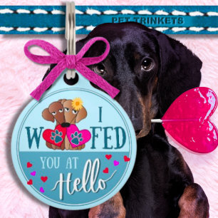 Ich habe dich bei Hello Blue Dackel Hearts Haustiermarke