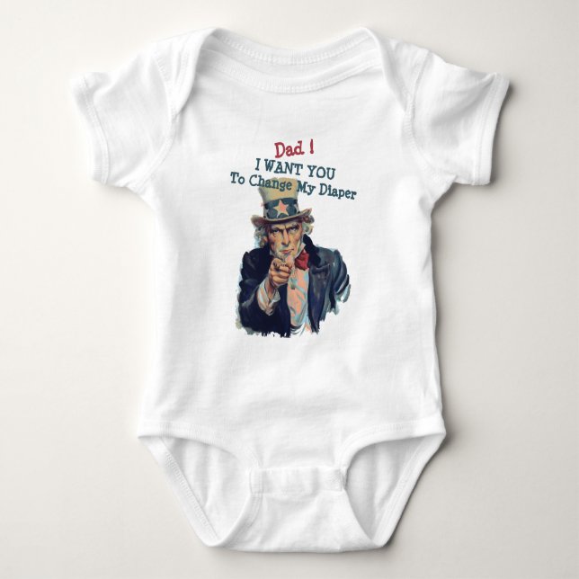 Ich habe dich Gewollt | Niedlich Funny Uncle Sam R Baby Strampler (Vorderseite)
