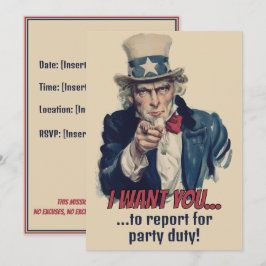 Ich habe dich Gewollt | Uncle Sam Party Fun Recrui Einladung