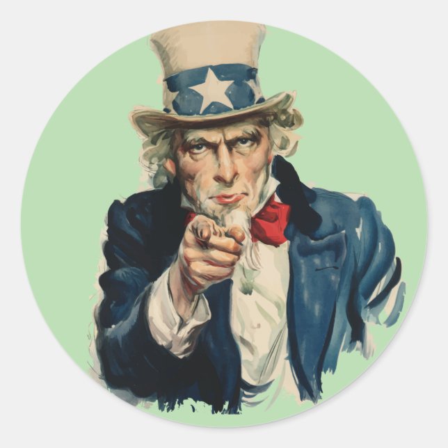 Ich habe dich Gewollt | Uncle Sam Recruitment Post Runder Aufkleber (Vorderseite)