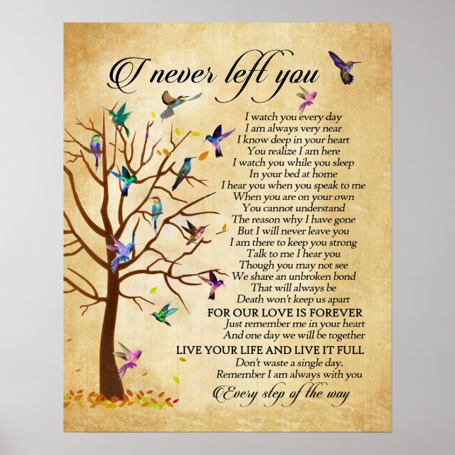 Ich habe dich nie Verlassen Hummingbird Memorial Poster (Vorne)