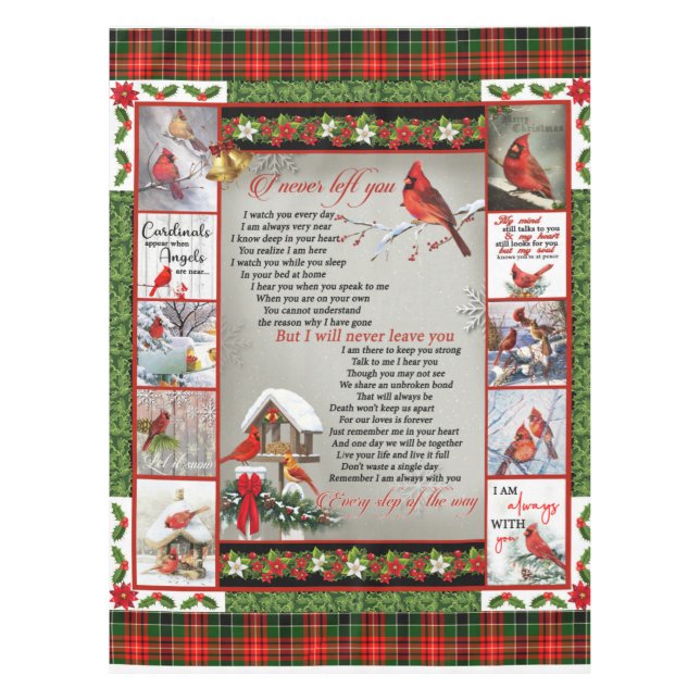 Ich habe dich nie Verlassen, Weihnachts-Kardinal-Q Tischdecke (Vorderseite)