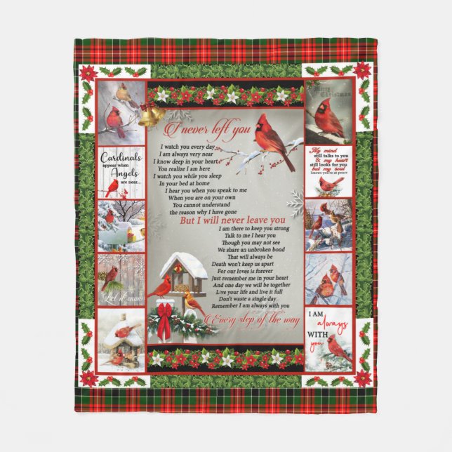 Ich habe dich nie , Weihnachts-Kardinal-Quilt Fleecedecke (Vorderseite)