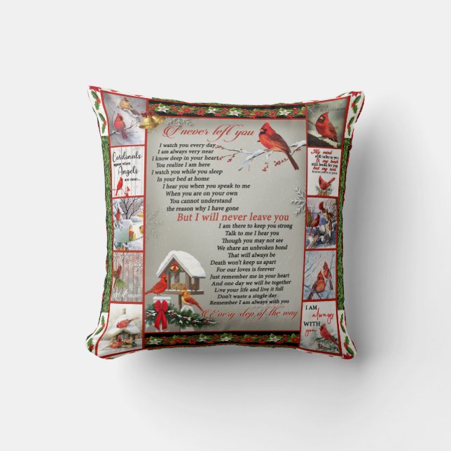 Ich habe dich nie , Weihnachts-Kardinal-Quilt Kissen (Vorderseite)