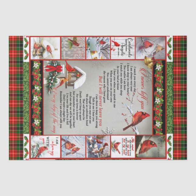 Ich habe dich nie , Weihnachts-Kardinal-Quilt Seidenpapier (Vorderseite)