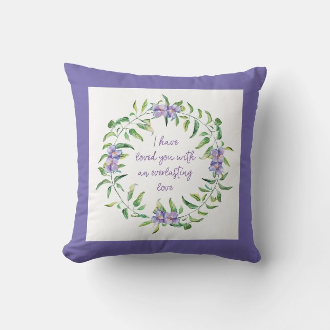 Ich habe dich Scripture lila Throw Pi geliebt Kissen (Vorderseite)