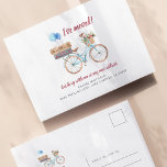 Ich habe die Ankündigung "Adresswechsel" verschobe Postkarte<br><div class="desc">Auf meinem Fahrrad unterwegs wechseln Sie die Adresskarte mit einem femininen Wasserrad mit Blume-Korb und Gepäck auf dem Rack. Ideal, um Freunde und Familie über Ihre neue Adresse und den Ort des Party lassen, an dem das Haus voraussichtlich aufwärmen wird. Fügen Sie Ihre neuen Daten hinzu, indem Sie oben auf...</div>