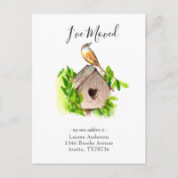 Ich habe die Ankündigung "Umzug des Vogelhauses"