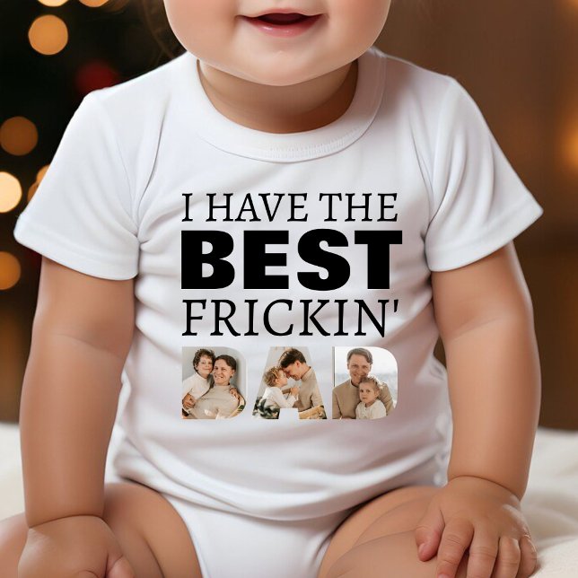 Ich habe die beste Frickin Vater FotoCollage Baby Strampler (Von Creator hochgeladen)