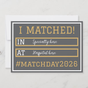 Ich habe die Match Day-Ankündigung bestanden Einladung