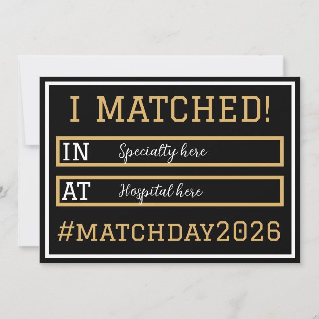 Ich habe die Match Day-Ankündigung erhalten Einladung (Vorderseite)