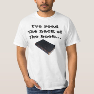 Ich habe die Rückseite des Buches gelesen und wir T-Shirt