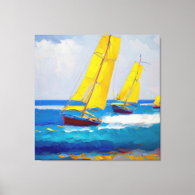 "Ich habe drei Boote gesehen" Seascape Leinwanddruck (Vorderseite)