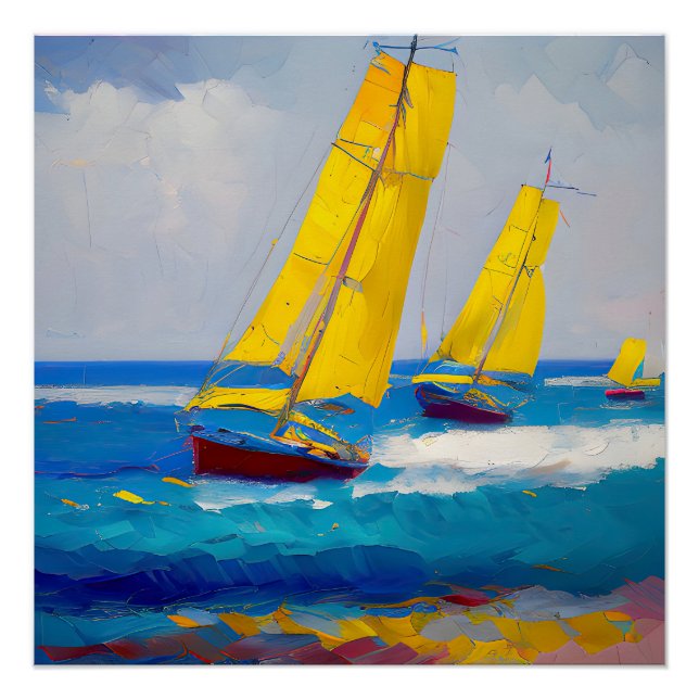 "Ich habe drei Boote gesehen" Seascape Poster (Vorderseite)