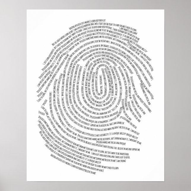 "Ich habe Dyslexie!" Poster (Vorne)