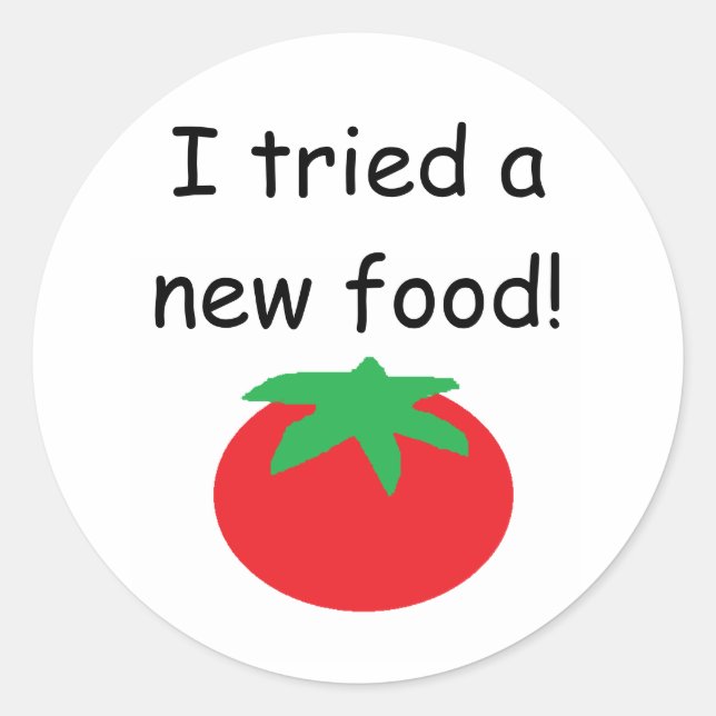 "Ich habe ein neues Essen probiert!" Aufkleber (Vorderseite)
