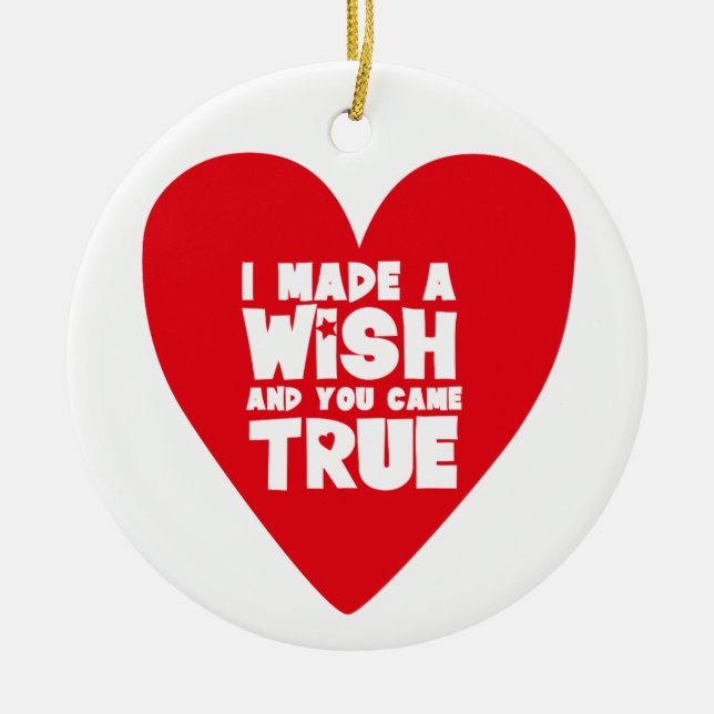 ICH HABE EIN WÜNSCHES Liebe-Herz Keramik Ornament (Vorne)