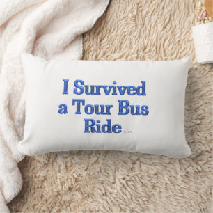 Ich habe eine Bustour überlebt blaues Lendenkissen