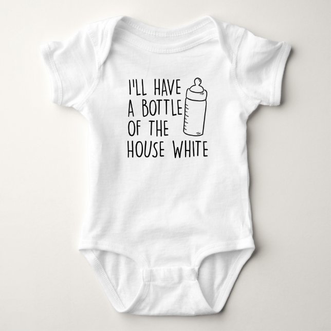 Ich habe eine Flasche Weiß im Haus, eine Babydusch Baby Strampler (Vorderseite)