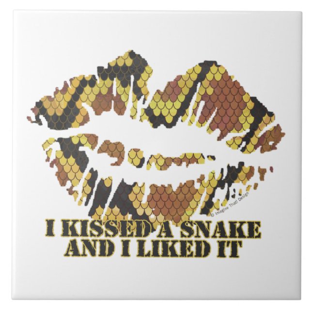 Ich habe eine Schlange Brown und Gold Print geküss Fliese (Vorderseite)