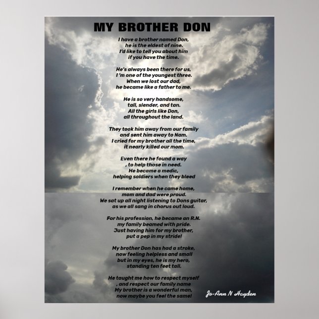 ICH HABE EINEN BRUDER NAMENS DON Gedicht Poster (Vorne)