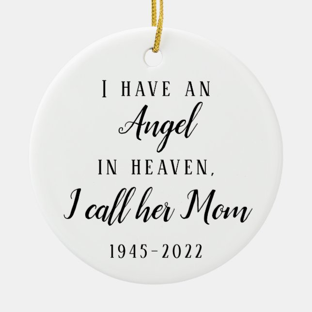 Ich habe einen Engel im Himmel, Mutter oder Vater  Keramik Ornament (Vorne)