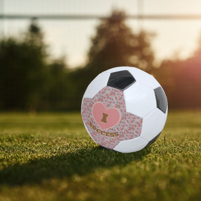 Ich habe Erfolg Karriere Muster Korallenbraun rosa Fußball (I Heart Success Checkered Pattern Coral Brown Pink Soccer Ball)