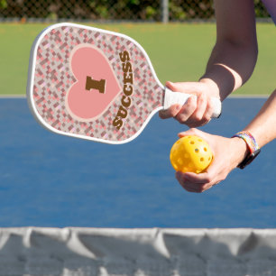 Ich habe Erfolg Karriere Muster Korallenrosa braun Pickleball Schläger