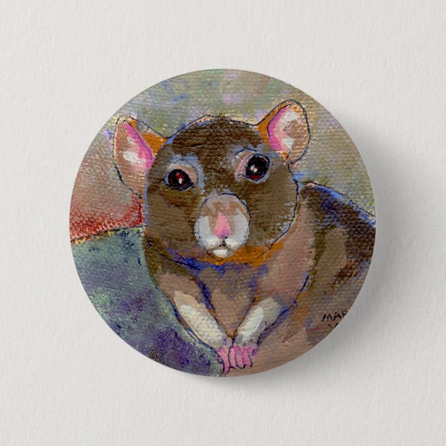 Ich habe Fragen - Haustierratten-Malereikunst des Button (Vorderseite)