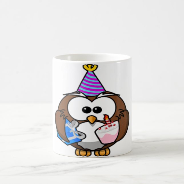 "ICH HABE GEBURTSTAG" EULE KAFFEETASSE (Mittel)