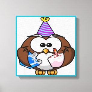 "ICH HABE GEBURTSTAG" EULE LEINWANDDRUCK