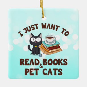 Ich habe gerade Gewollt, Bücher und Katzen zu lese Keramikornament