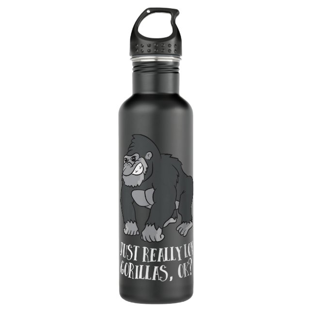 Ich habe gerade Liebe Gorillas Ok Monkey Funny Gor Edelstahlflasche (Vorderseite)