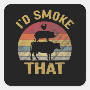 Ich habe geraucht, dass die lustige GRILLEN Smoker Quadratischer Aufkleber