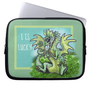 "Ich habe Glück!" Lucky Kleeblatt Dragon Laptopschutzhülle