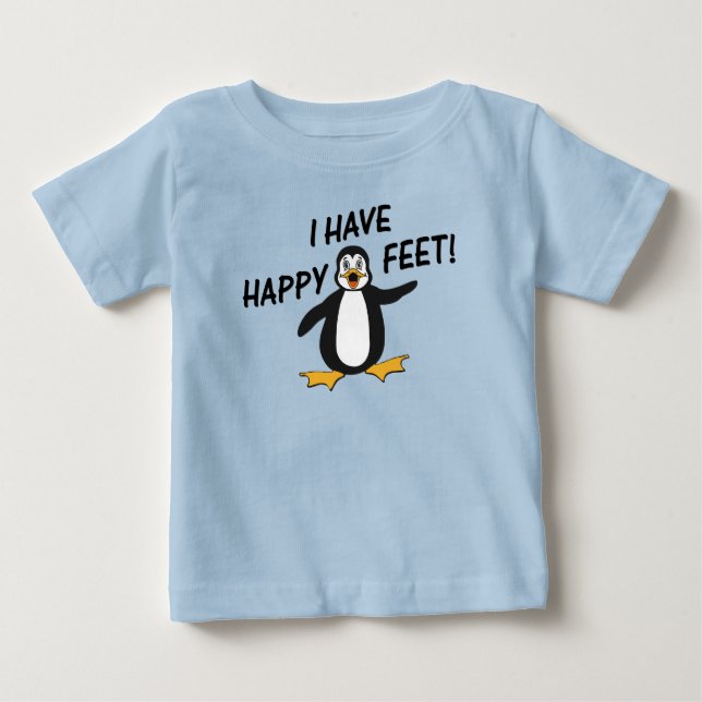 Ich habe glückliche Füßeniedlichen Penguin Baby T-shirt (Vorderseite)