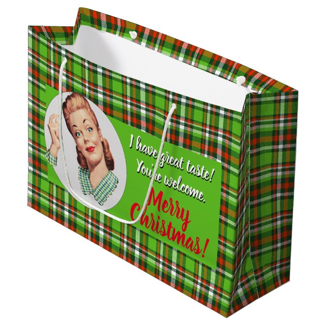 Ich habe großen Geschmack. Ihr seid willkommen. Xm Große Geschenktüte (Vorderseite Schrägansicht)