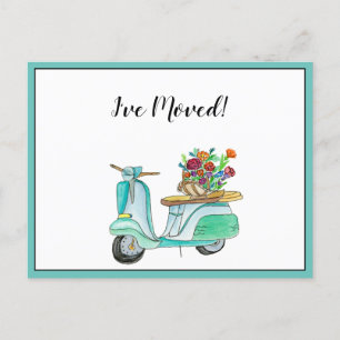 Ich habe grünen Roller Vespa bewegt Ankündigungspostkarte