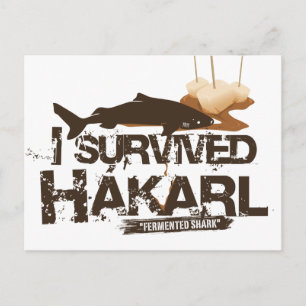 Ich habe Hákarl Postkarte überlebt